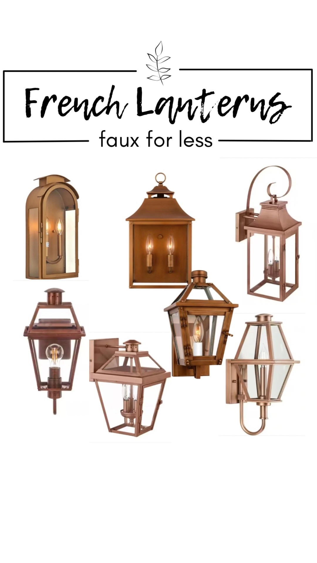 Get the look of that charming old world copper lighting with these faux copper French lanterns. #outdoorlighting #outdoorlights #exteriorlighting #exteriorlights #frenchlanterns

#LTKSeasonal #LTKHome #LTKSummerEdit