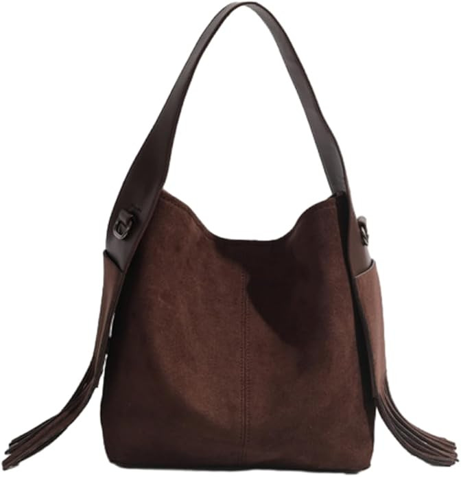 Suede Bucket Bags for Women Slouchy Hobo Bags for Women Retro Satchel Tote Bag Suede Handbag Cros... | Amazon (US)