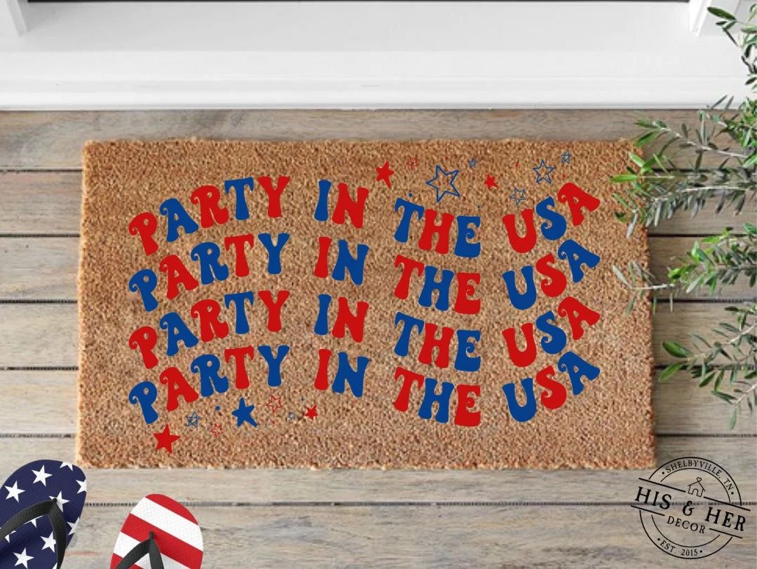Party In The USA | 4th of July Doormat | Patriotic Decor | 4th Of July Decor | Summer Welcome Mat... | Etsy (US)