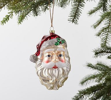 Oversized Glass Santa Ornament | Pottery Barn (US)