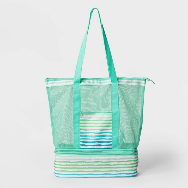 Beach Bag with Cooler and Towel Carrying Strap Teal - Sun Squad™ | Target