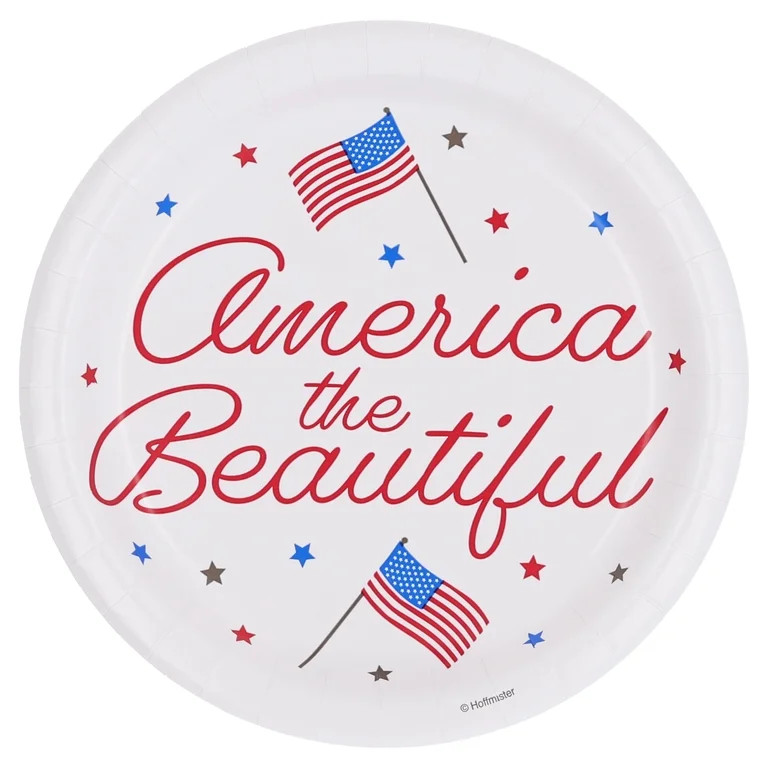 Way to Celebrate Patriotic Flag Lunch Paper Plates, 7", Red, White & Blue 8 Count | Walmart (US)