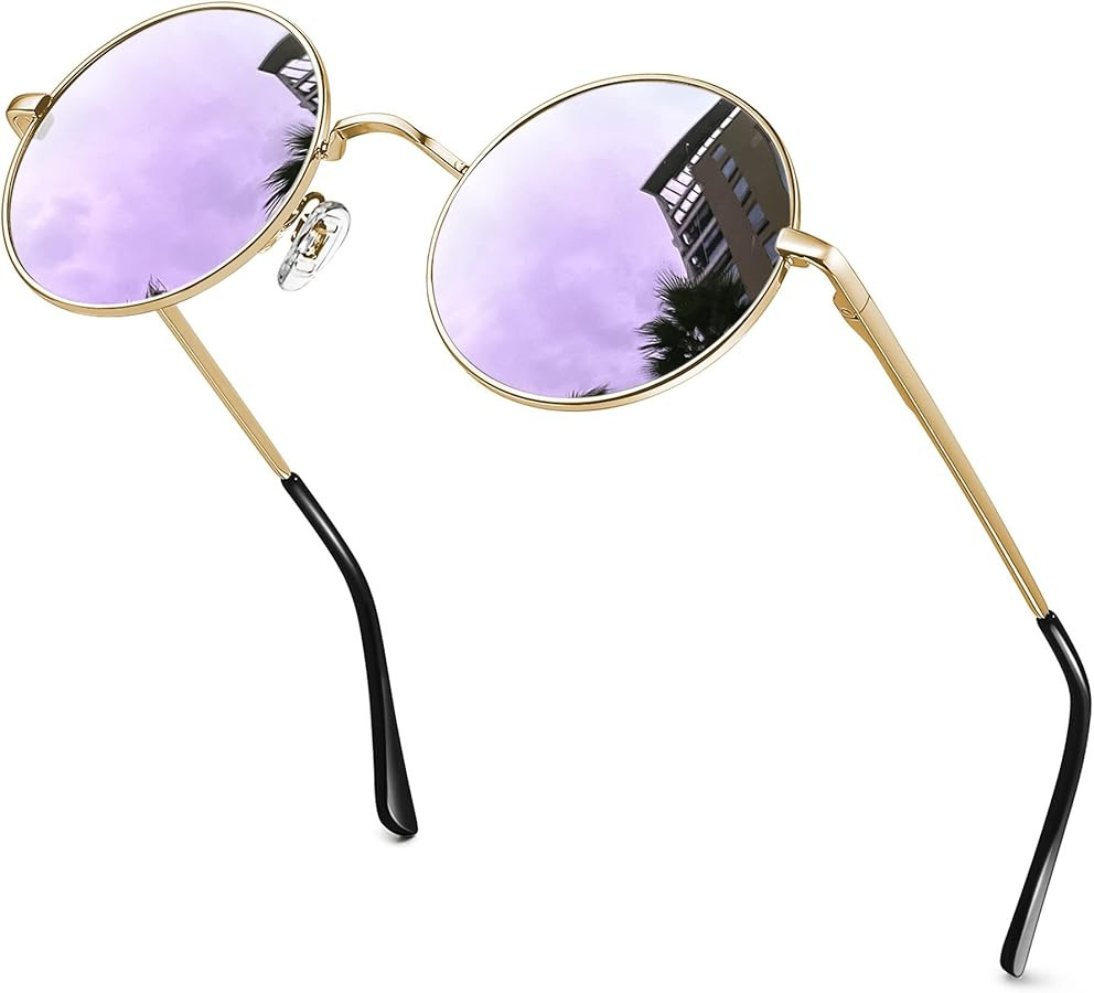 KANASTAL Round Sunglasses Polarized for Men Women Steampunk Retro Metal Classic Hippie Style Circ... | Amazon (US)