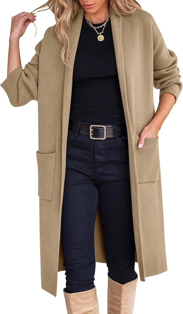 ANRABESS Women's Cardigan Long Sweater Oversized Open Front Knit Duster Coat 2024 Trendy Lady Fal... | Amazon (US)