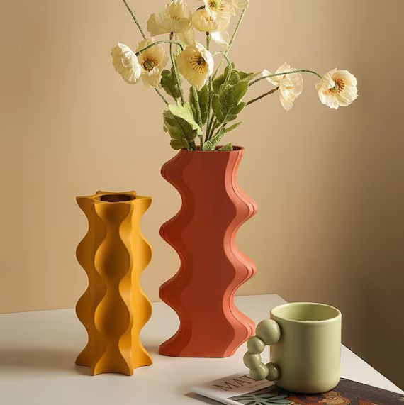 Super Groovy Vintage 70s Inspired Modern Ceramic Flower Vase | Etsy | Etsy (US)