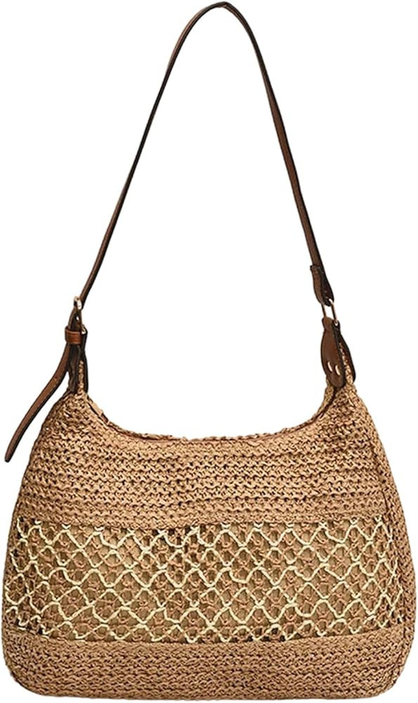 SweatyRocks Women's Straw Shoulder Bag Adjustable Strap Tote Purses Summer Beach Bags | Amazon (US)