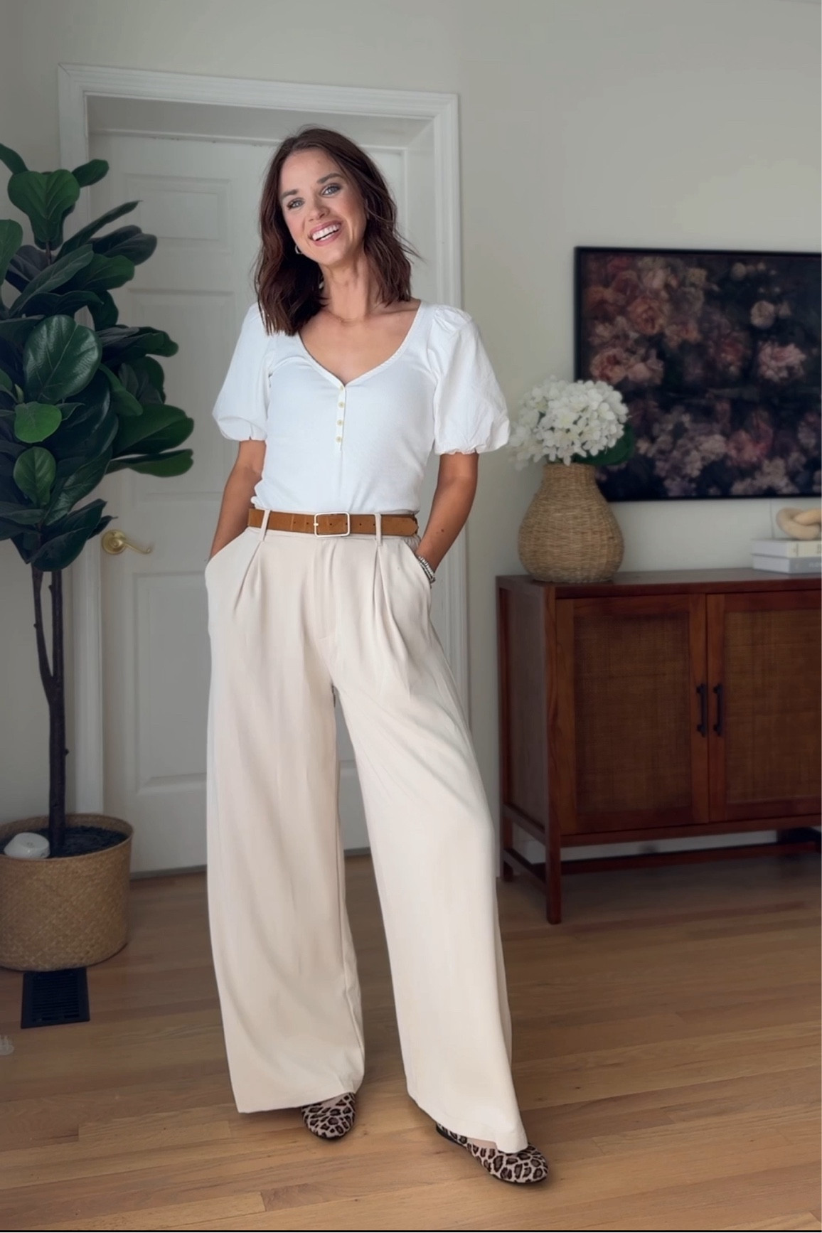 Nursing friendly teacher outfit // pumping friendly teacher outfit // business casual 

Henley top : wearing s
Wide leg trouser : wearing s in beige short color 

#LTKBacktoSchool #LTKSeasonal #LTKStyleTip