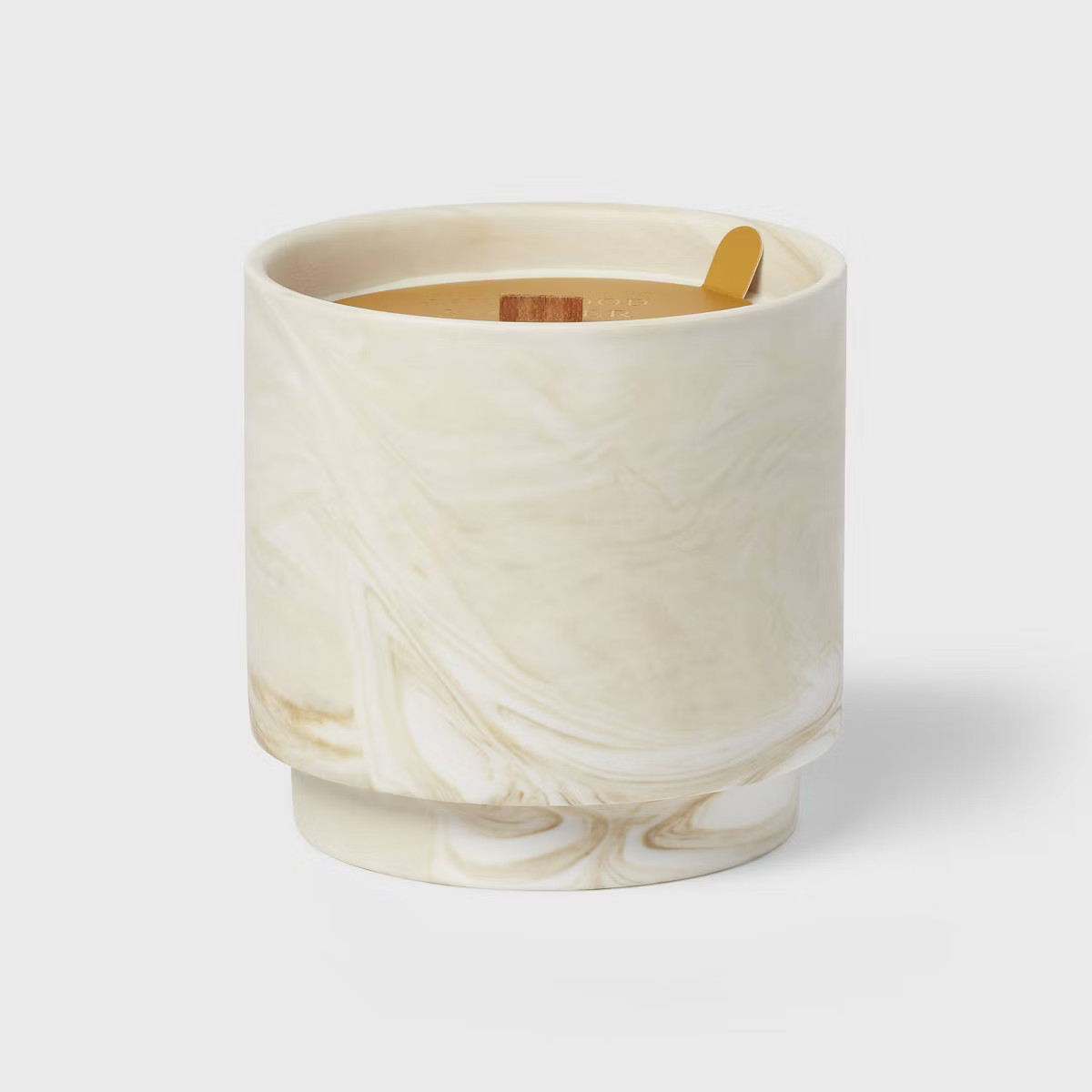 15oz Marble Print Ceramic Wooden Wick Oud Wood and Amber Jar Candle - Threshold™ | Target
