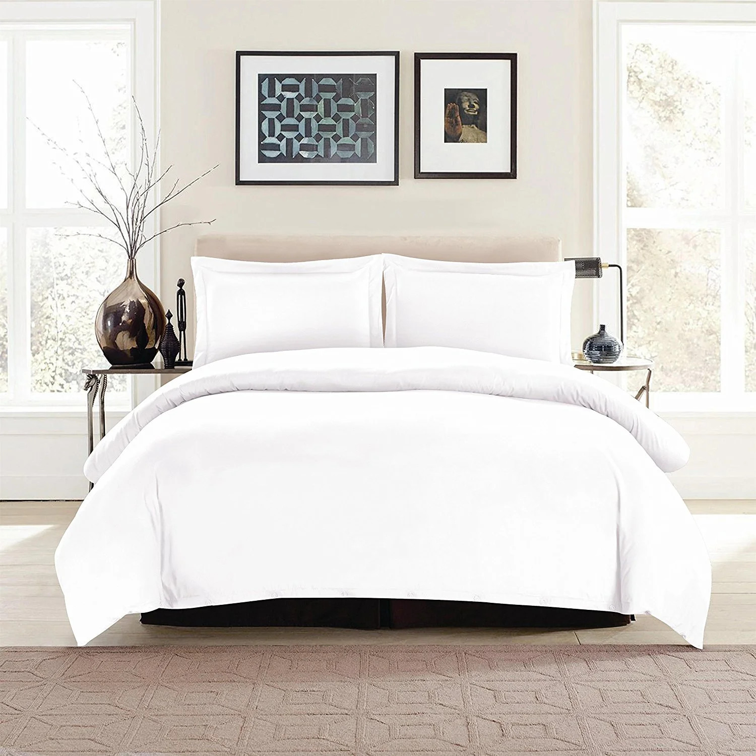 3 Piece King Size Duvet Cover Set, King Microfiber Duvet Cover, White Duvet Cover, Quilt Cover | Walmart (US)
