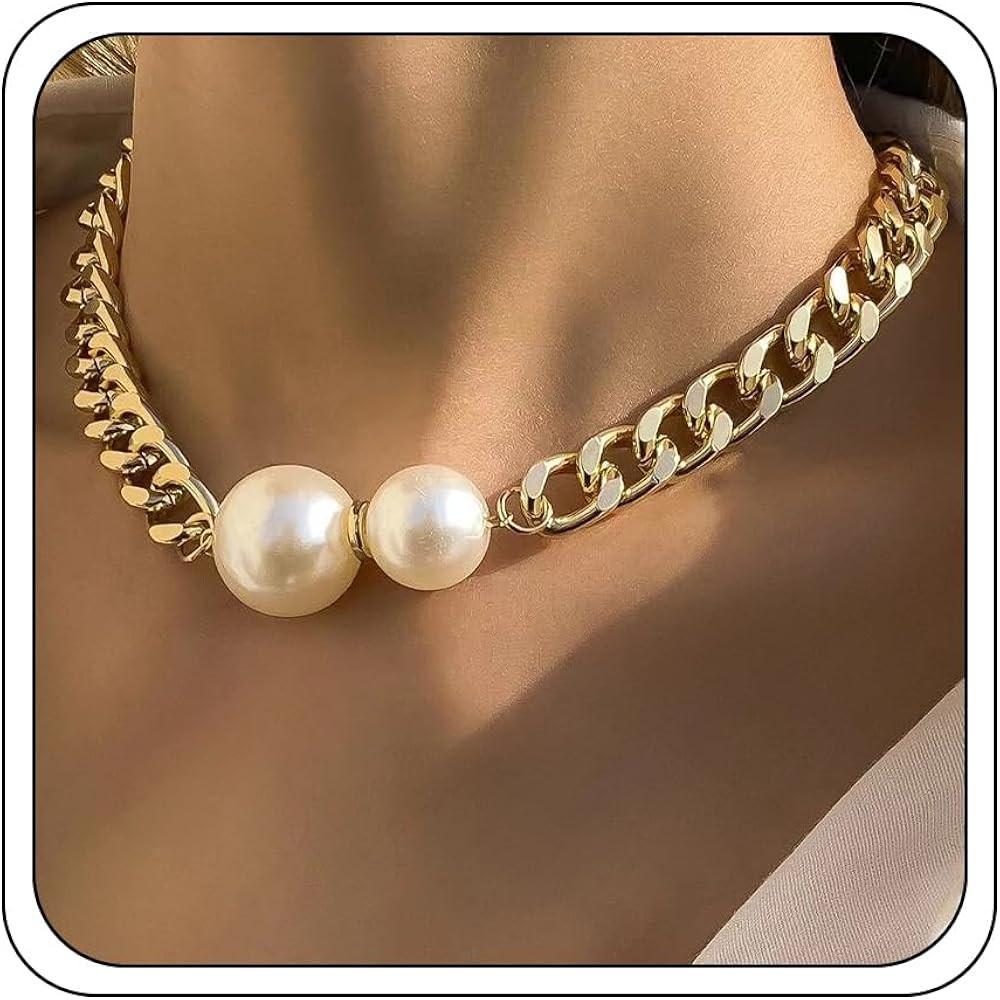Chunky Gold Necklaces for Women, Dainty Trendy Gold Punk Cuban Link Chain Vintage Heavy Metal Thi... | Amazon (US)