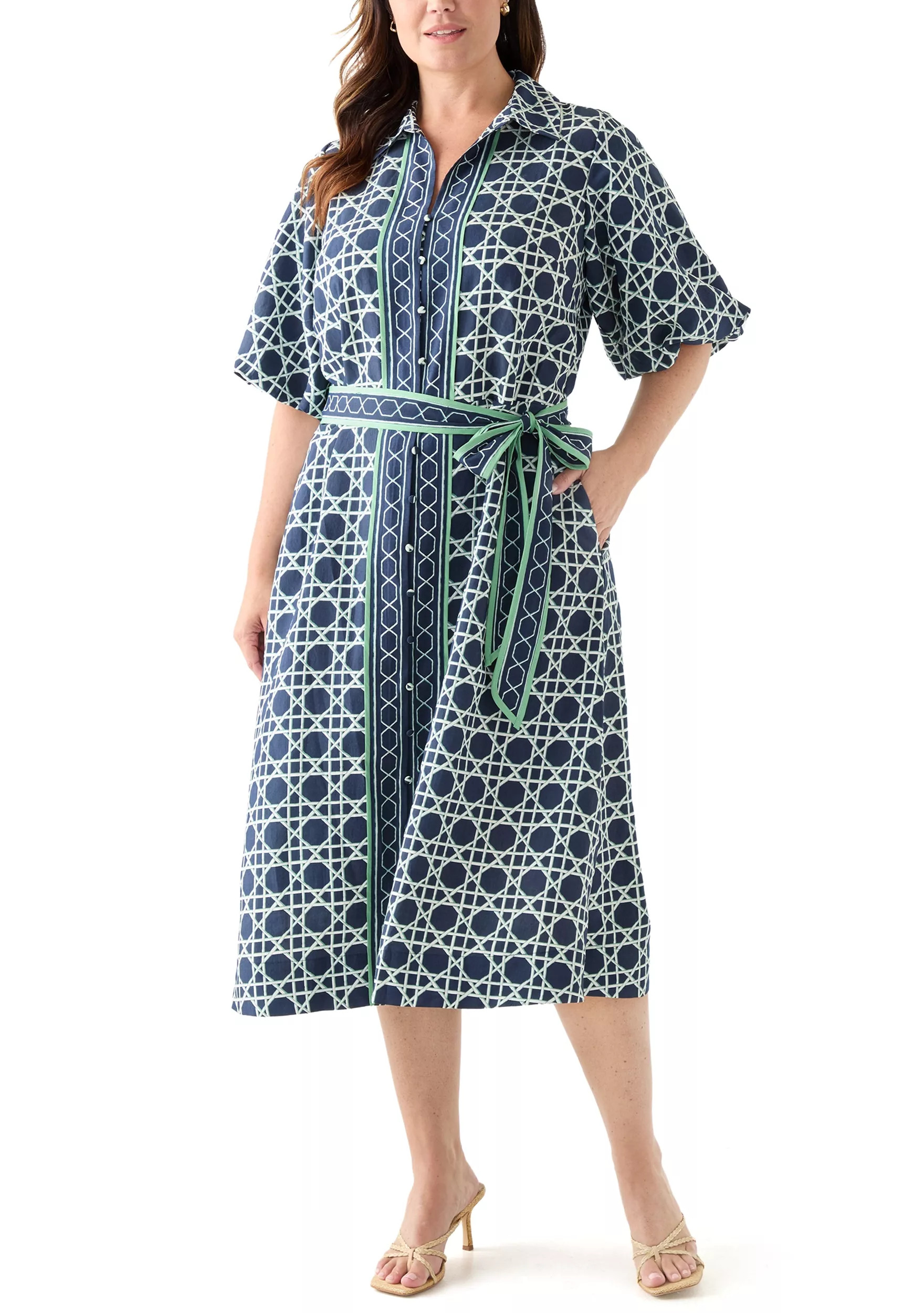 Plus Size Puff Sleeve Printed Maxi Dress | Belk