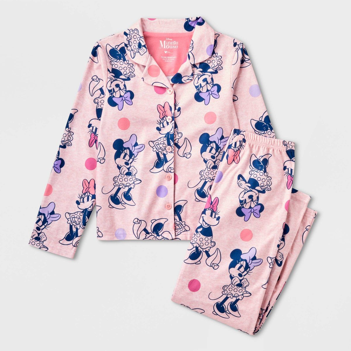 Girls' Disney Minnie Mouse Coat Pajama Set - Pink | Target