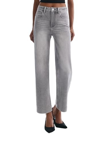 Women’s Straight Leg Jeans High Waisted Cropped Trendy Jeans Wide Leg Zipper Denim Pants | Amazon (US)