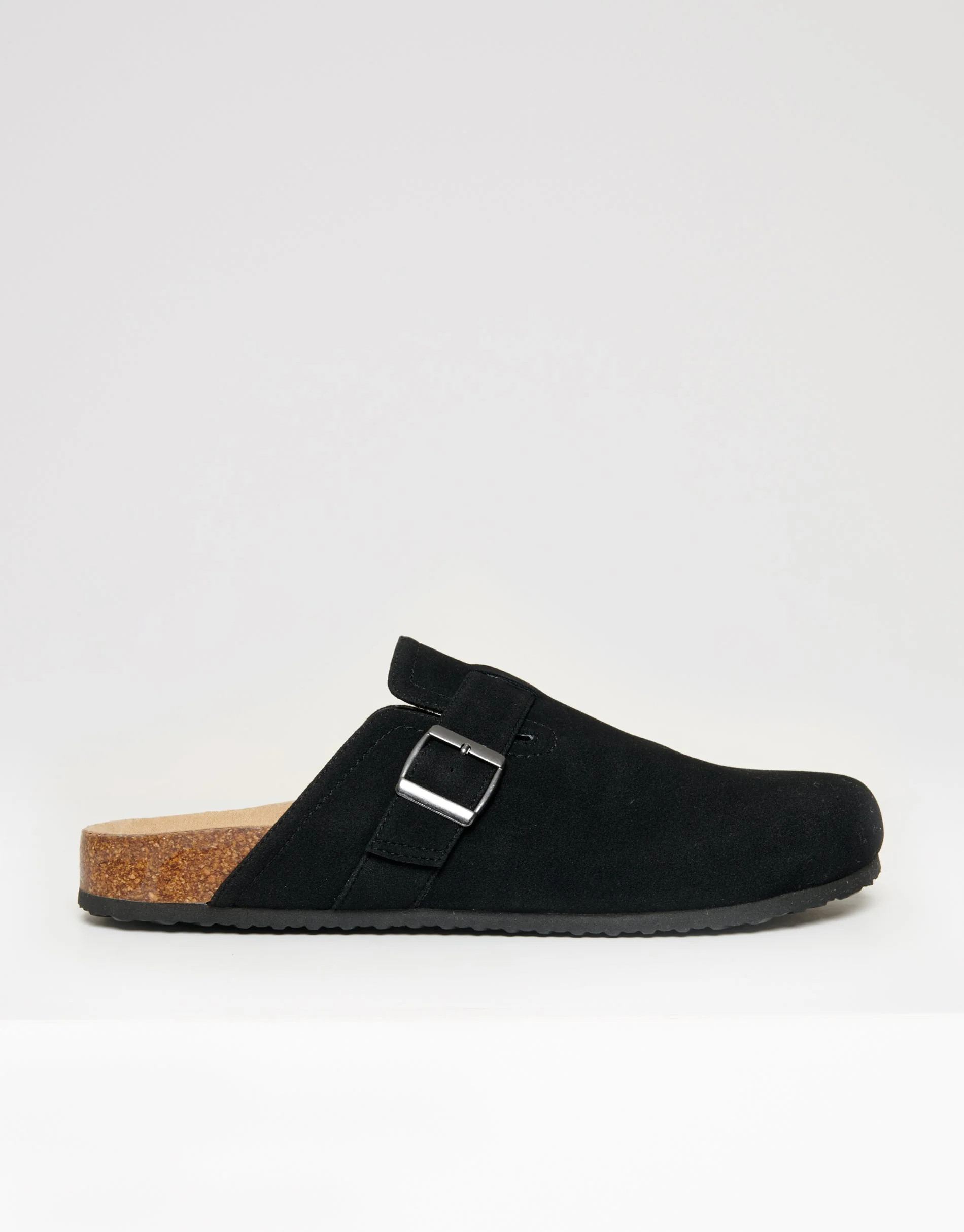 Faux Suede Mule Sandals in Black | Threadbare UK