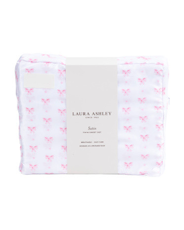 Hearts And Bows Satin Sheet Set | TJ Maxx