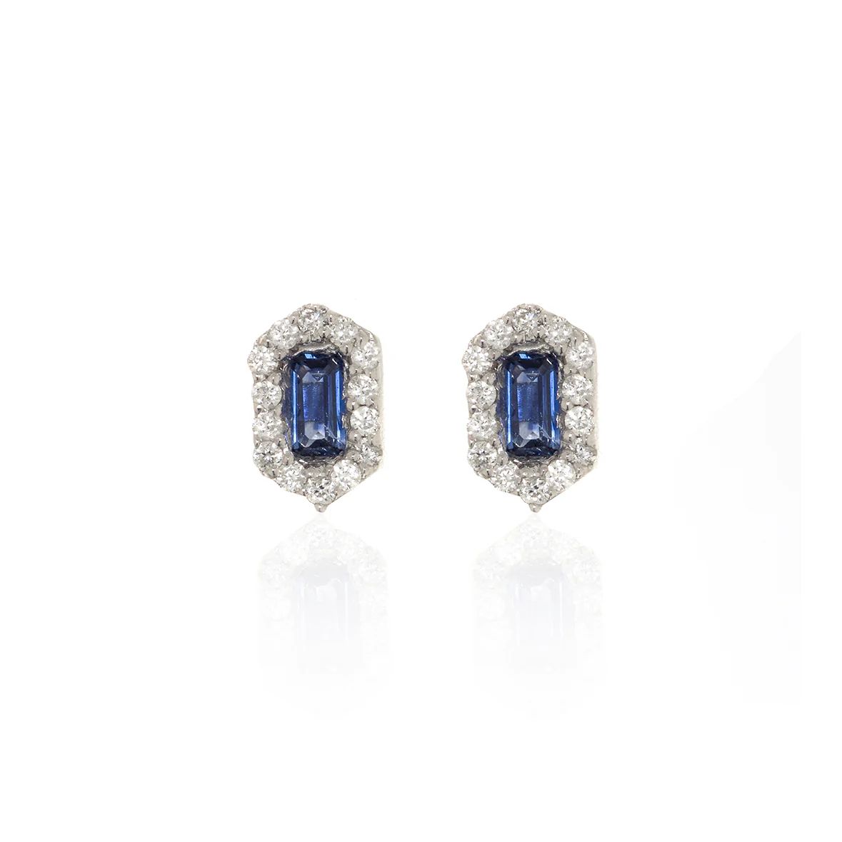Hexagon Sapphire and Diamond Earrings | Over The Moon