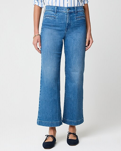 Petite wide-leg cropped jean with welt pockets in all-day stretch | J.Crew Factory