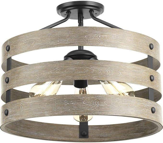 Progress Lighting P350049-143 Gulliver Three-Light Semi-Flush Convertible, Graphite finish | Amazon (US)