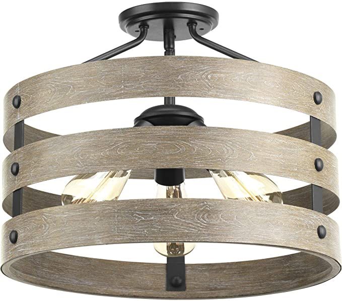 Progress Lighting P350049-143 Gulliver Three-Light Semi-Flush Convertible, Graphite finish | Amazon (US)