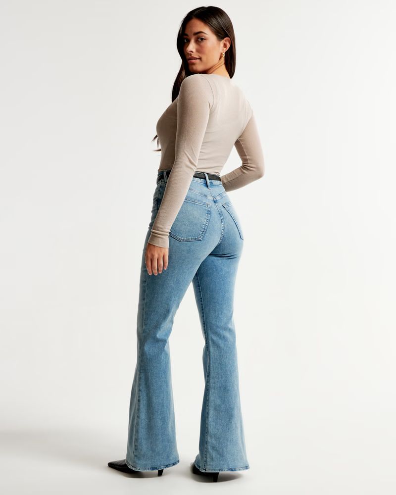 Women's Curve Love Ultra High Rise Stretch Flare Jean | Women's Bottoms | Abercrombie.com | Abercrombie & Fitch (US)