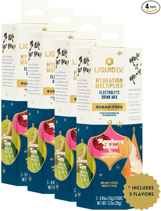 Liquid I.V.® Hydration Multiplier Sugar-Free - Variety Pack Stocking Stuffer - Raspberry Melon, ... | Amazon (US)