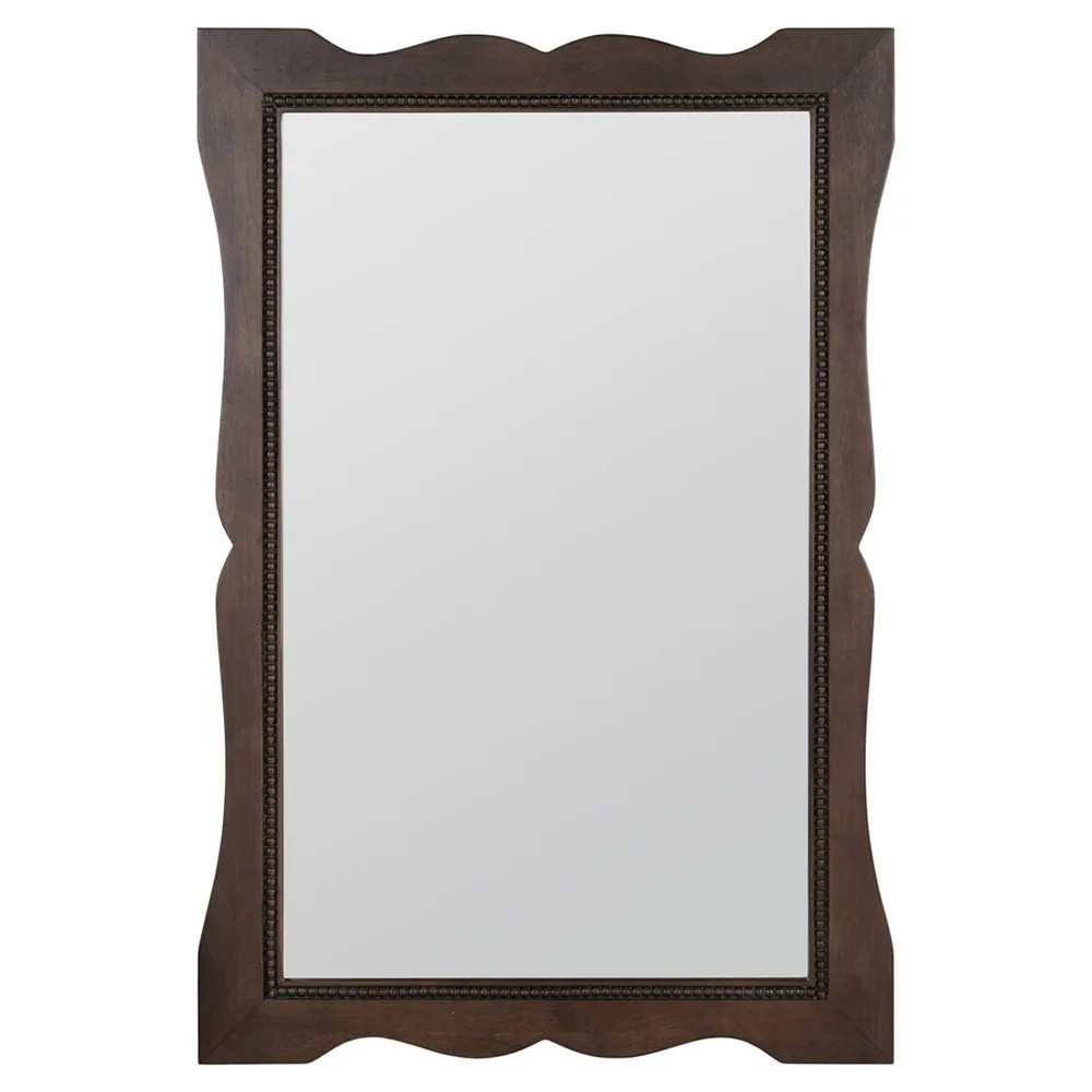 Jadeline Updated Traditional Dark Brown Wood Wall Mirror | Kathy Kuo Home