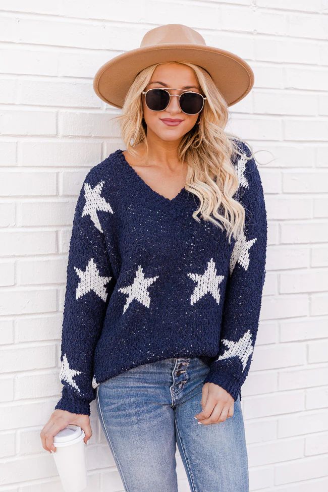 Above Standard Navy Star Sweater | Pink Lily