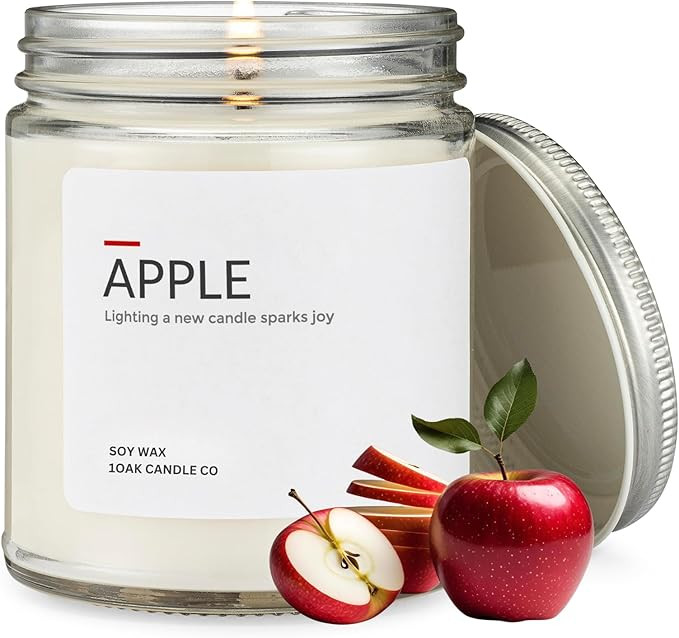 1OAK Apple Candle - Soy Wax Scented Candles (Apple) - Soy Candles for Home Scented - Long Burning... | Amazon (US)