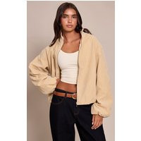 Buttercream Suede Bomber Jacket, Butter Cream | PrettyLittleThing US