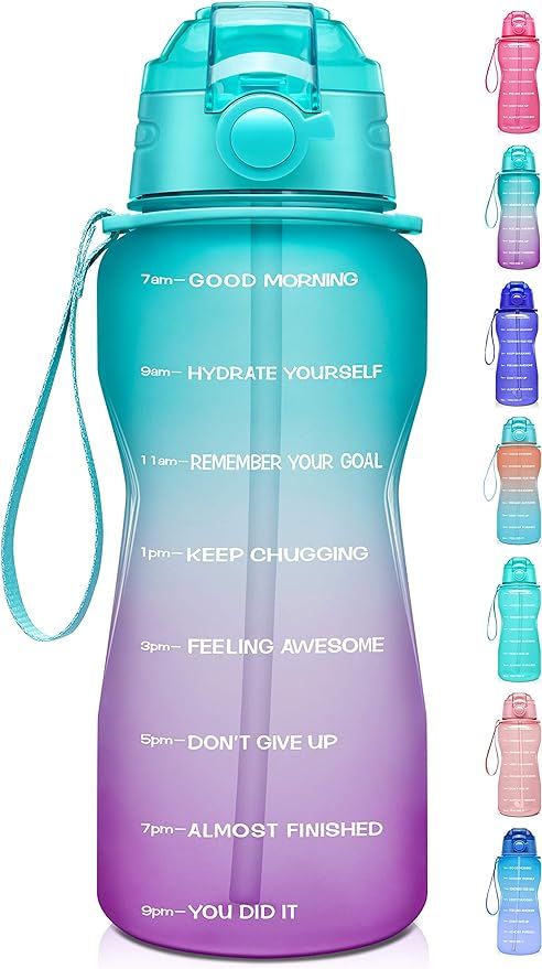 Giotto Large Half Gallon/64oz Motivational Water Bottle with Time Marker & Straw,Leakproof Tritan... | Amazon (US)