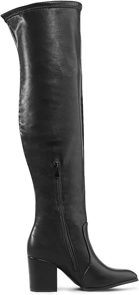 DREAM PAIRS Women’s Thigh High Boots Over the knee Stretch Block Heel Fashion Long Boots | Amazon (US)