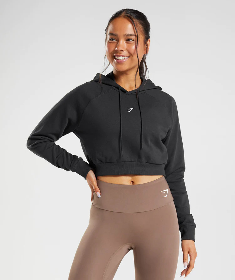 Gymshark Training Cropped Hoodie - Black | Gymshark US