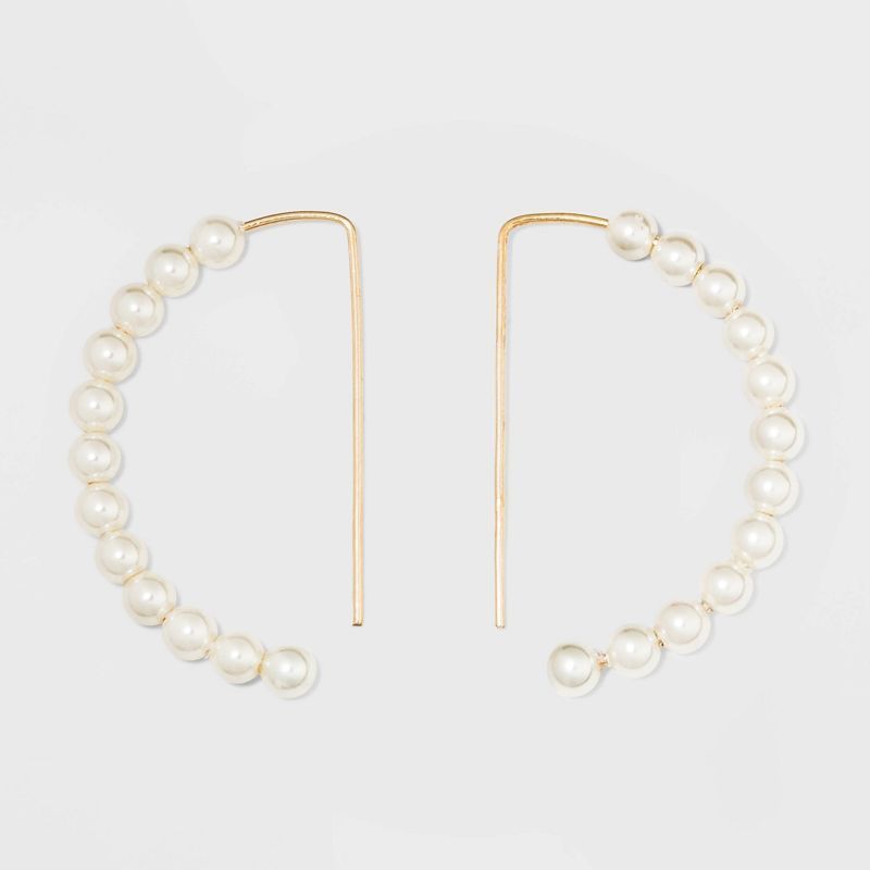 Pearl Drop Hoop Earrings - A New Day™ Gold | Target