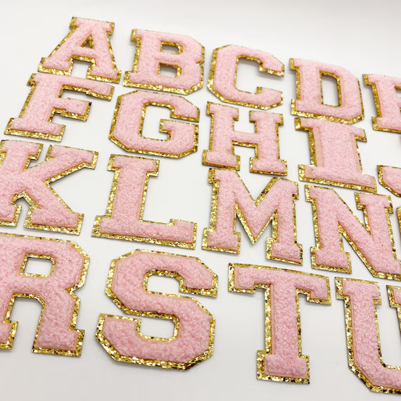 Baby Pink Varsity Glitter Letter Chenille Initial Patch  2 | Etsy | Etsy (US)