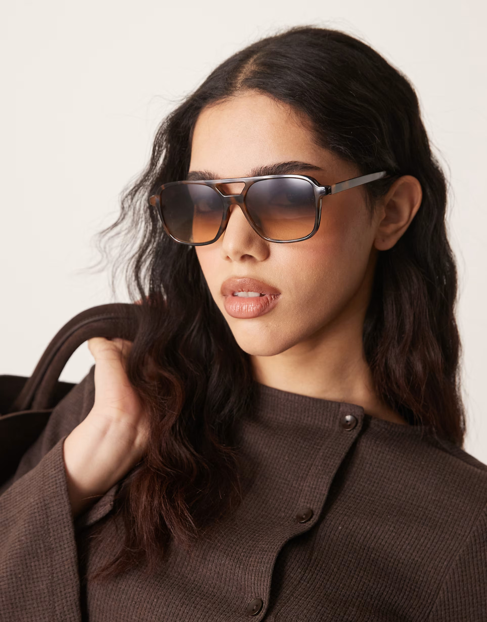 ASOS DESIGN aviator sunglasses in tort frame | ASOS (Global)
