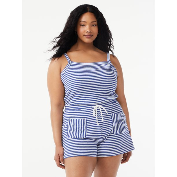 Free Assembly Women's Sleeveless Cotton Romper - Walmart.com | Walmart (US)
