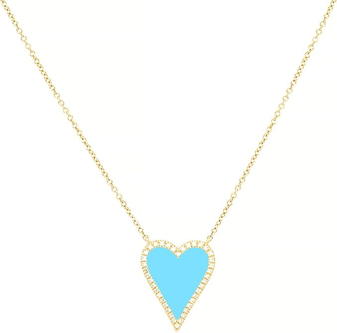 JINGDR Heart Necklace for Women Girls Trendy Preppy Jewelry Gold Plated Love Heart Pendant, Heart... | Amazon (US)