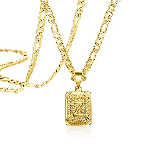 JoycuFF Letter Necklaces Personalized Name Boy Z Card Pendant Necklaces Cute Unique Fashion Trendy Handmade Square Stainless Steel Jewelry Simple Monogram Beautiful Necklace | Amazon (US)