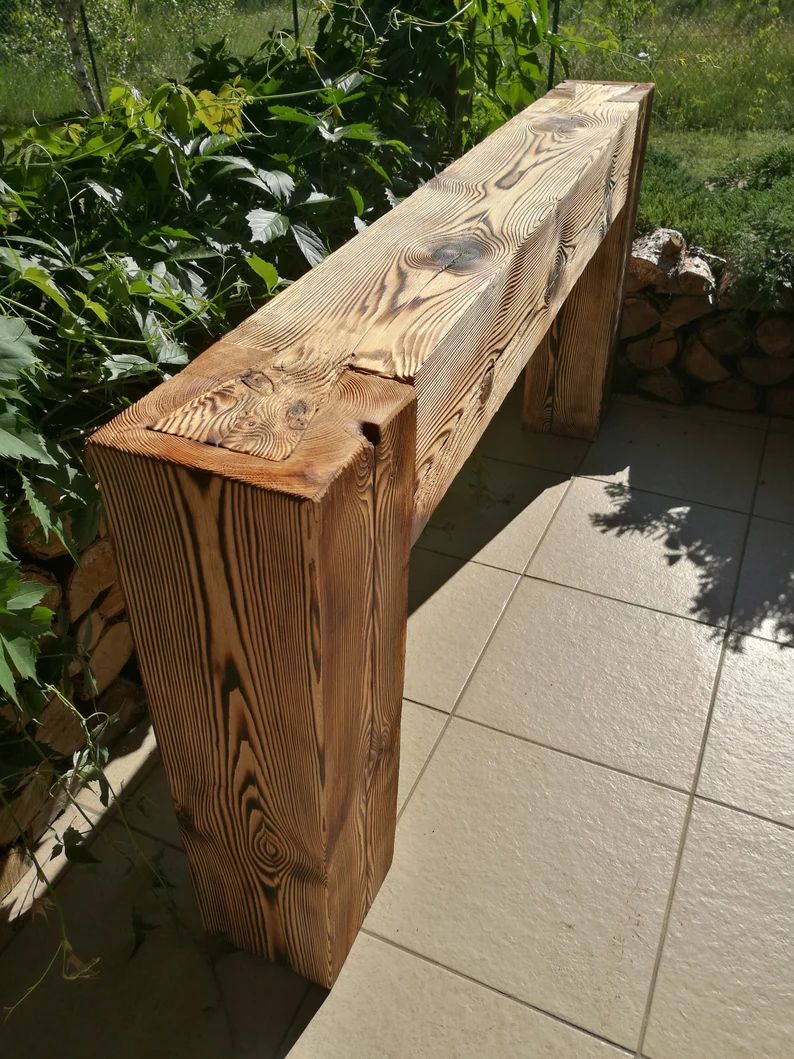 Console table made of old solid wood beams joined in dovetail. Rustic style. Modern barn farm hou... | Etsy (US)