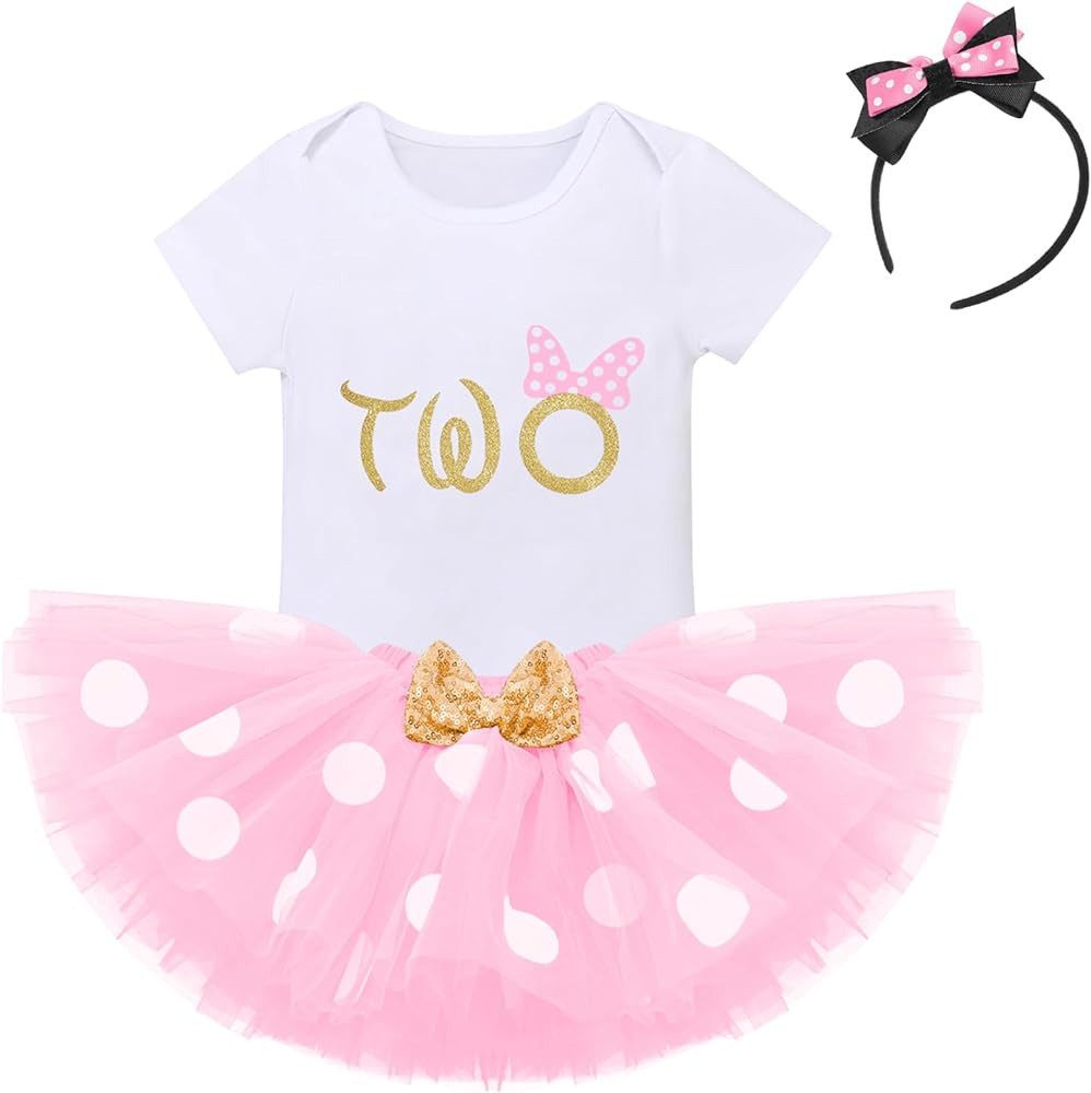IBTOM CASTLE Cake Smash Wild One First Birthday Clothes for Baby Girls Polka Dots Romper Tulle Dr... | Amazon (US)