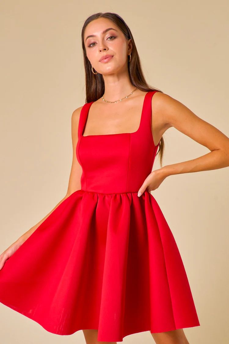 Molly Red Skater Mini Dress | Confête