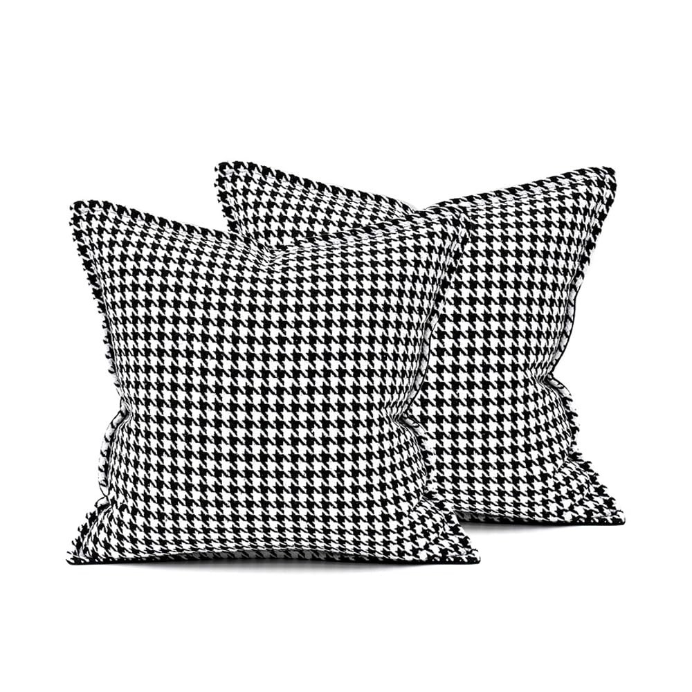 Black White Faux Leather Throw Pillow Covers 18X18 Set of 2 Modern Farmhouse Pillow Case Decorati... | Amazon (US)