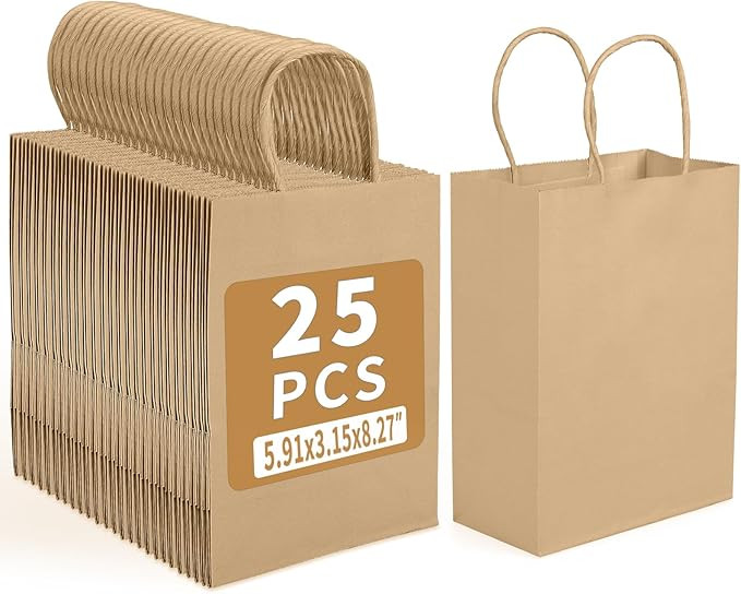 Bolthy MINI Brown Kraft Paper Bags 25 PCS 5.91 x 3.15 x 8.26 inches(14x8x20cm) Small Kraft Paper ... | Amazon (CA)