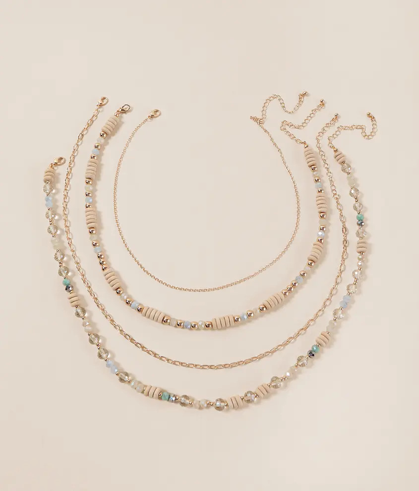 4 Pack Wood Bead Necklace Set | Buckle