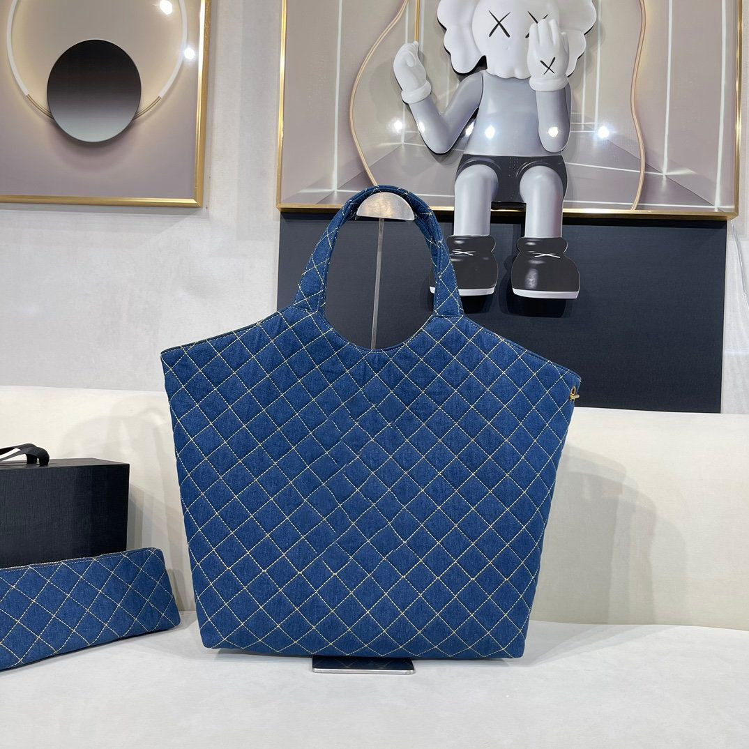 Fashion atmosphere diamond shopping bag hardware letter logo large capacity zipper open and close... | DHGate