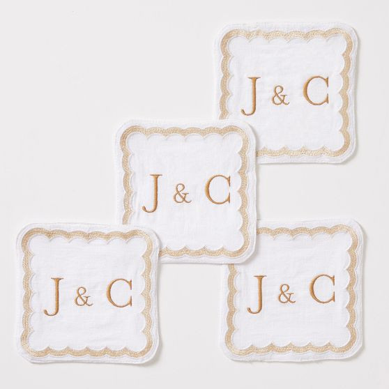 Bespoke Embroidered Coasters, Set of 4 | Mark and Graham