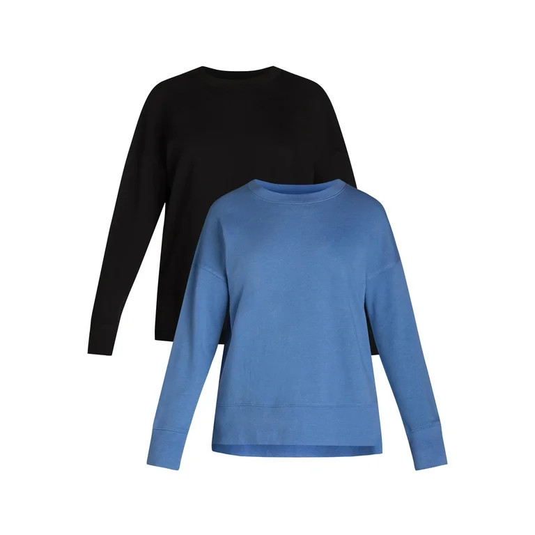 Time and Tru Women's Crewneck Sweatshirt with High-Low Hem, 2-Pack, Sizes XS-XXXL | Walmart (US)