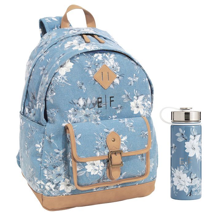 Northfield Camilla Floral Light Blue Backpack & Slim Water Bottle Bundle | Pottery Barn Teen