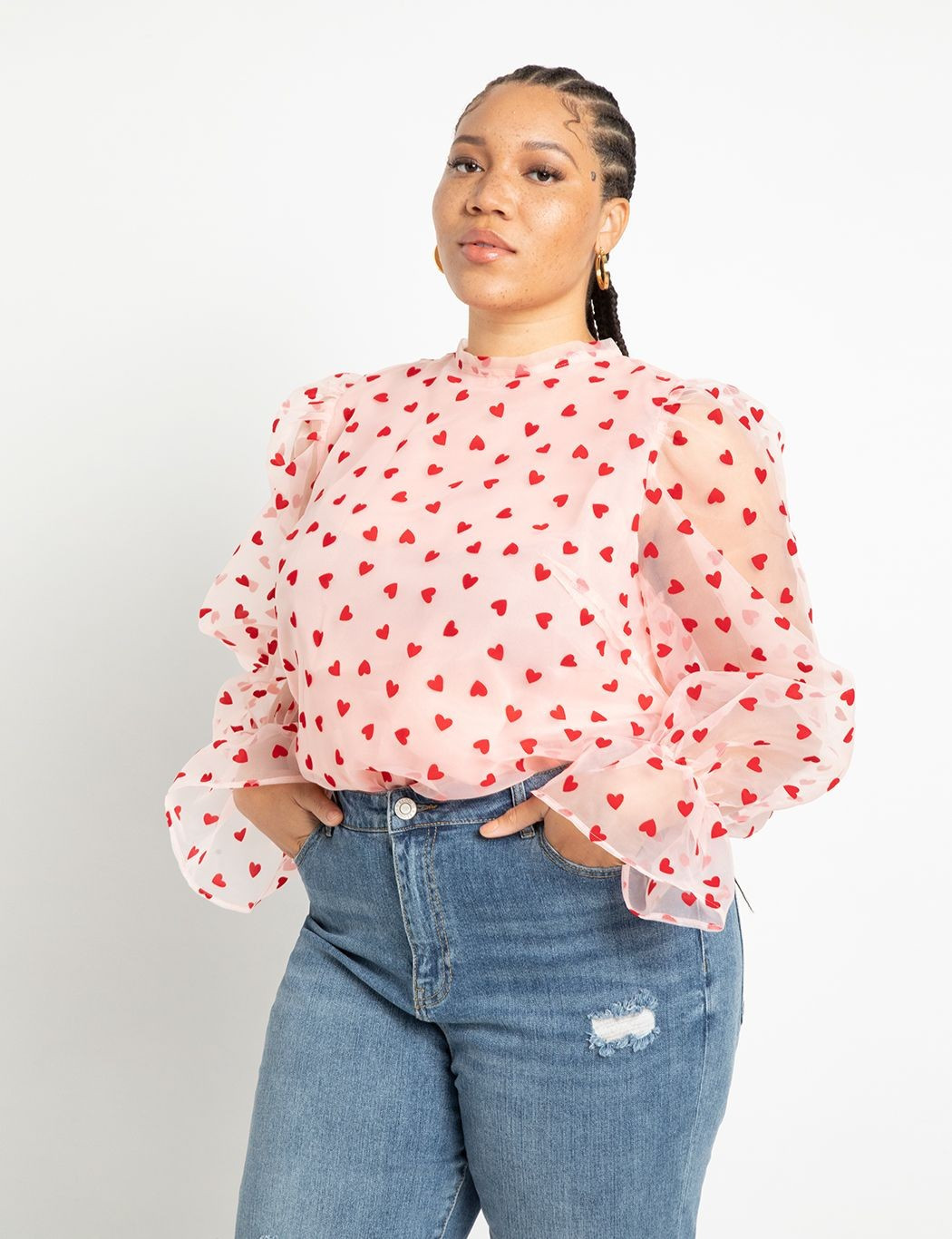 Bow Back Heart Texture Blouse | Eloquii