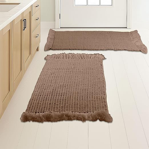 Bathroom Rugs - 2-Piece Waffle Bath Mat Set for Boho Bathroom Decor - Non Slip Rugs for Shower, T... | Amazon (US)